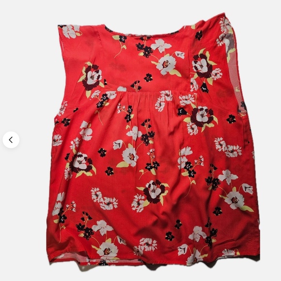 GAP Blouse Womens XL Coral Abstract Floral Cap Sleeve Lightweight Flowy Top NEW - Picture 4 of 8